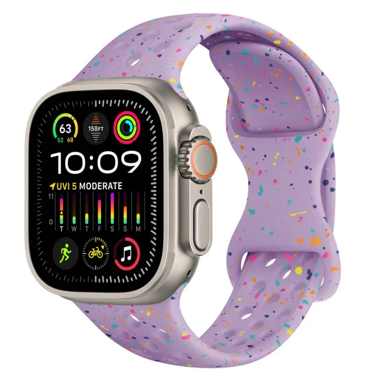 สายรัดนาฬิกาซิลิโคนลายพรางแบบรู พร้อมหัวเข็มขัดผีเสื้อ สำหรับ Apple Watch Ultra 2 ขนาด 49 มม., สำหรับ Apple Watch Series 9 ขนาด 45 มม., สำหรับ Apple Watch Series 9 ขนาด 41 มม., สำหรับ Apple Watch Ultra ขนาด 49 มม.