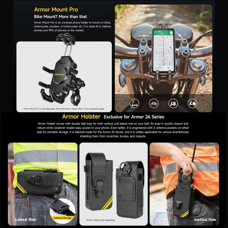 Ulefone Armor 26 Ultra รุ่นวิทยุสื่อสาร Walkie-Talkie โทรศัพท์กันกระแทก, 6.78 นิ้ว Android 13 MediaTek Dimensity 8020 Octa Core, เครือข่าย: 5G, NFC, 12GB+512GB รุ่นวิทยุสื่อสาร Walkie-Talkie