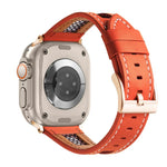 สายรัดนาฬิกาหนังลูกวัวแท้ตาข่าย สำหรับ Apple Watch SE 2023 44 มม., สำหรับ Apple Watch SE 2023 40 มม., สำหรับ Apple Watch Ultra 2 49 มม., สำหรับ Apple Watch Series 9 45 มม., สำหรับ Apple Watch Series 9 41 มม., สำหรับ Apple Watch Ultra 49 มม.