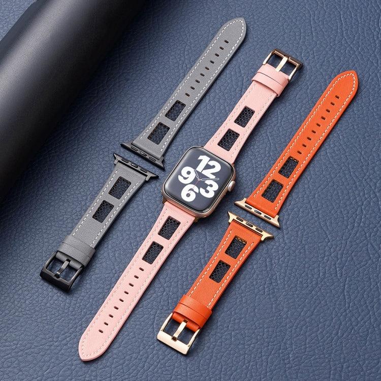 สายรัดนาฬิกาหนังลูกวัวแท้ตาข่าย สำหรับ Apple Watch Series 8 41 มม., สำหรับ Apple Watch Series 8 45 มม., สำหรับ Apple Watch SE 2022 40 มม., สำหรับ Apple Watch SE 2022 44 มม., สำหรับ Apple Watch Series 7 41 มม., สำหรับ Apple Watch Series 7 45 มม.