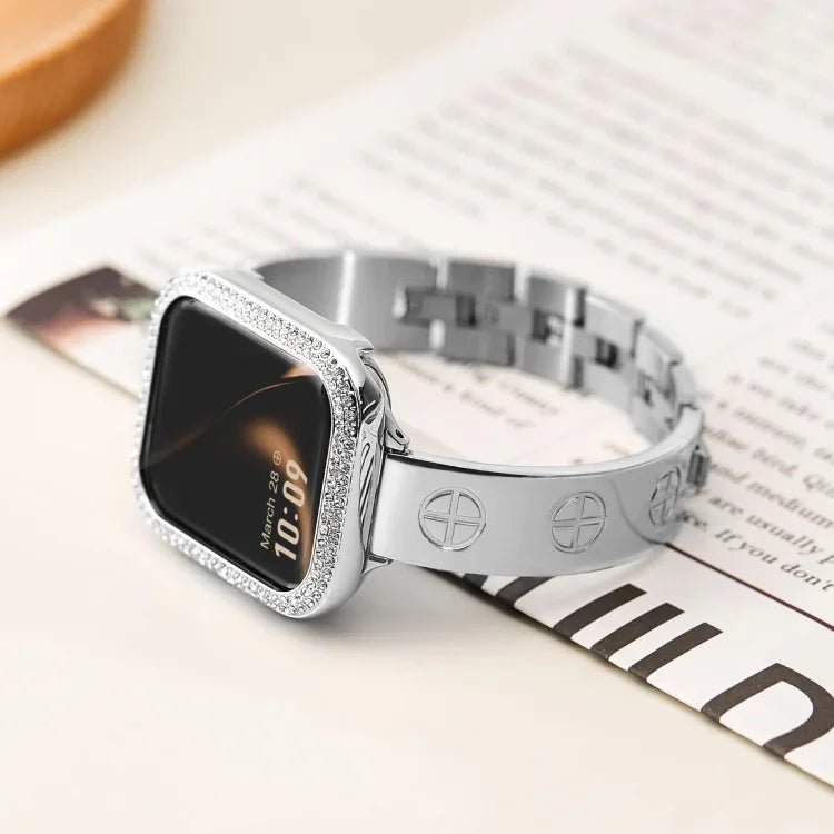 Cross Bracelet Stainless Steel Watch Band, For Apple Watch SE 2023 44mm, For Apple Watch SE 2023 40mm, For Apple Watch Ultra 2 49mm, For Apple Watch Series 9 45mm, For Apple Watch Series 9 41mm, For Apple Watch Ultra 49mm, For Apple Watch Series 8 41mm...