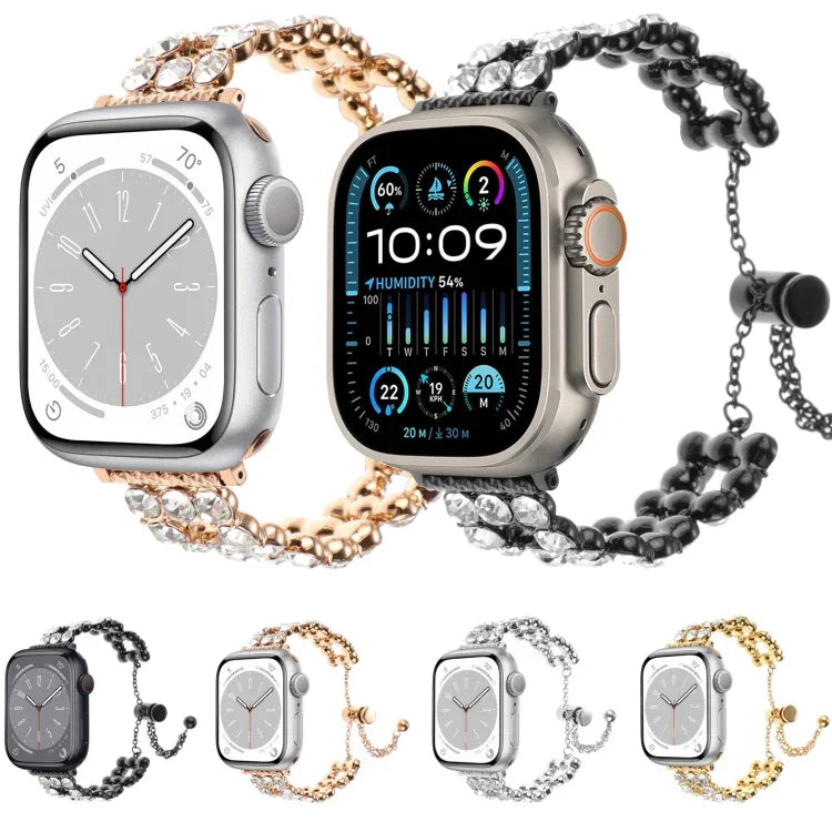สายรัดนาฬิกาสร้อยข้อมือโลหะประดับเพชร สำหรับ Apple Watch 42 มม., สำหรับ Apple Watch 38 มม.