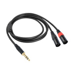สายเสียง TC145YXK108RE-10 ขนาด 6.35 มม. 1/4 TRS ตัวผู้ ถึง XLR คู่ตัวผู้ ความยาว 1m, 2m, 3m