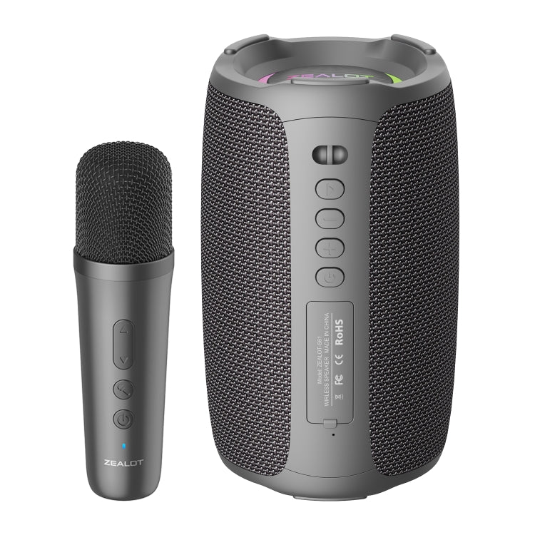 ลำโพงคาราโอเกะไร้สาย Zealot S61M พร้อมไฟ RGB จังหวะเพลง ไมโครโฟนเดี่ยวและคู่