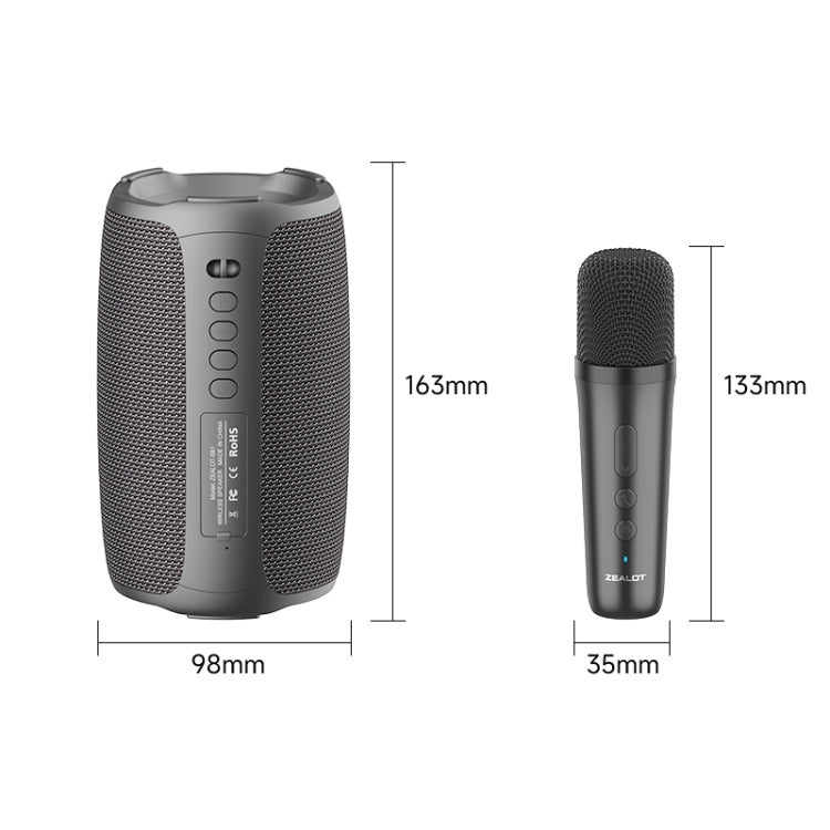 ลำโพงคาราโอเกะไร้สาย Zealot S61M พร้อมไฟ RGB จังหวะเพลง ไมโครโฟนเดี่ยวและคู่
