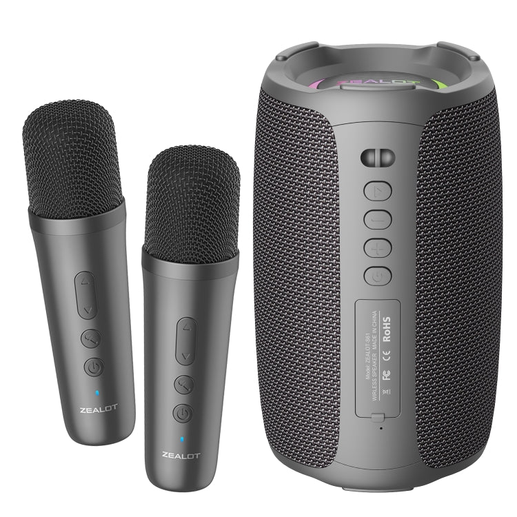 ลำโพงคาราโอเกะไร้สาย Zealot S61M พร้อมไฟ RGB จังหวะเพลง ไมโครโฟนเดี่ยวและคู่
