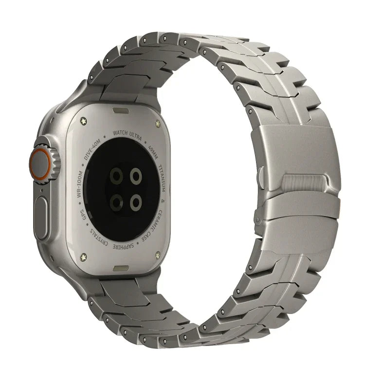 สายรัดนาฬิกาเหล็กไทเทเนียม Turtle แบบล็อกคู่ สำหรับ Apple Watch SE 2023 44 มม., สำหรับ Apple Watch SE 2023 40 มม., สำหรับ Apple Watch Ultra 2 49 มม., สำหรับ Apple Watch Series 9 45 มม., สำหรับ Apple Watch Series 9 41 มม., สำหรับ Apple Watch Ultra 49 มม.