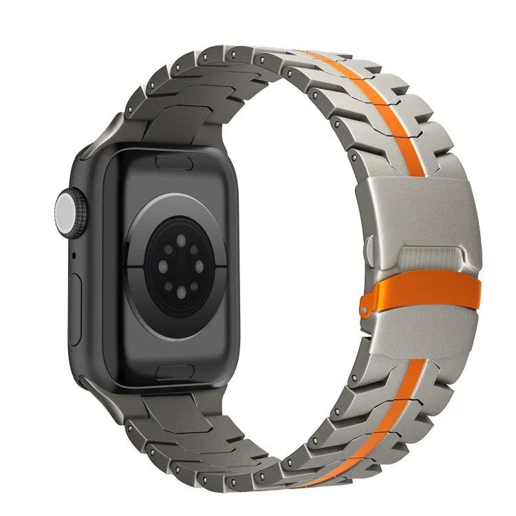 สายรัดนาฬิกาเหล็กไทเทเนียม Turtle แบบล็อกคู่ สำหรับ Apple Watch SE 2023 44 มม., สำหรับ Apple Watch SE 2023 40 มม., สำหรับ Apple Watch Ultra 2 49 มม., สำหรับ Apple Watch Series 9 45 มม., สำหรับ Apple Watch Series 9 41 มม., สำหรับ Apple Watch Ultra 49 มม.