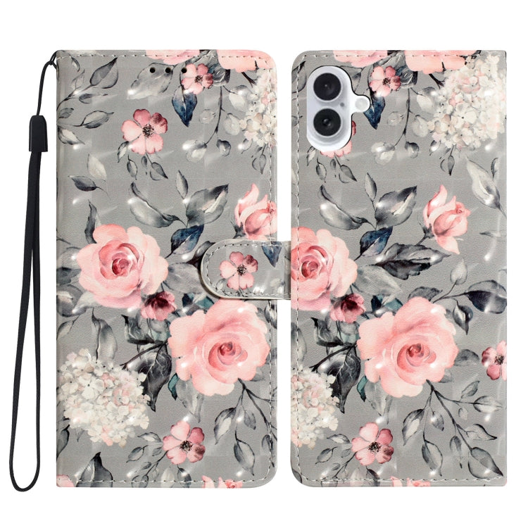 3D Pattern Leather Phone Case, For iPhone 16 Plus, For iPhone 16
