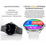 MT55 สมาร์ทวอทช์สุขภาพหน้าจอ AMOLED HD 1.43 นิ้ว บางพิเศษ พร้อมสายซิลิโคน
