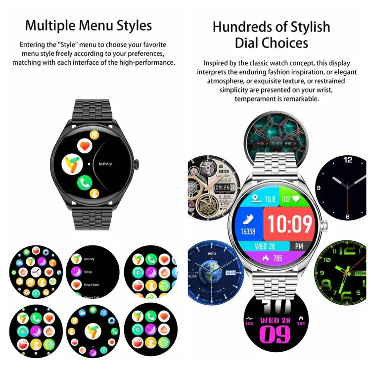 MT55 สมาร์ทวอทช์สุขภาพหน้าจอ AMOLED HD 1.43 นิ้ว บางพิเศษ พร้อมสายซิลิโคน