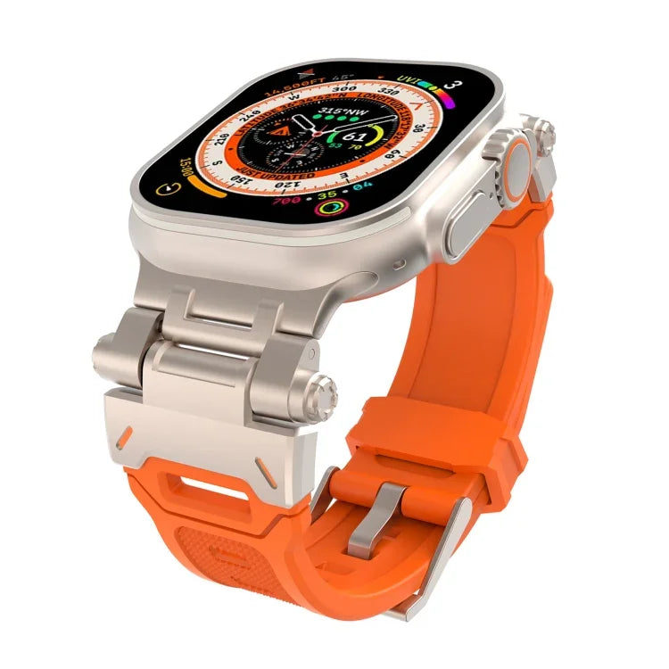 สายรัดนาฬิกา TPU พร้อมตัวเชื่อมสแตนเลส สำหรับ Apple Watch Series 8 45 มม., สำหรับ Apple Watch SE 2022 44 มม.