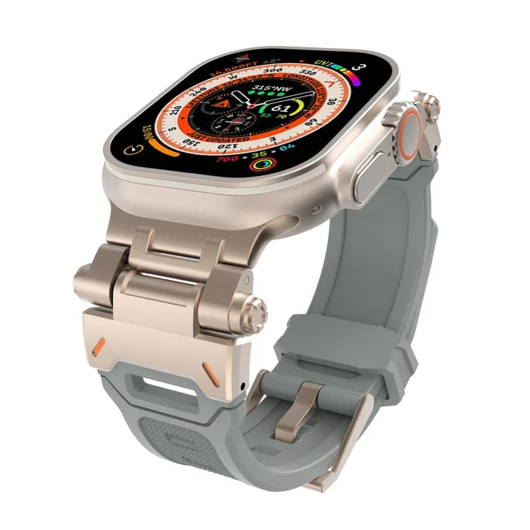 สายรัดนาฬิกา TPU พร้อมตัวเชื่อมสแตนเลส สำหรับ Apple Watch Series 7 45 มม., สำหรับ Apple Watch SE 44 มม.