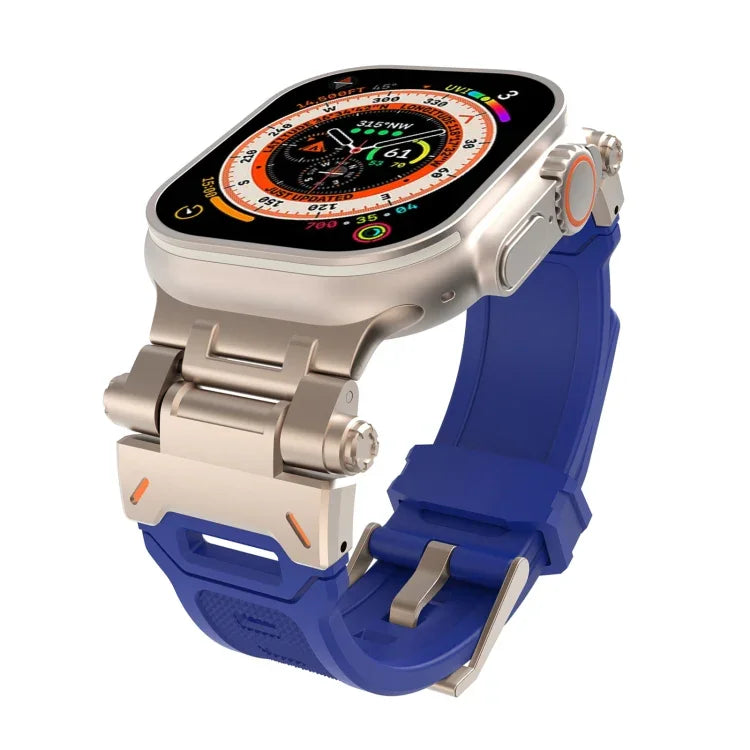 สายรัดนาฬิกา TPU พร้อมตัวเชื่อมสแตนเลส สำหรับ Apple Watch Series 7 45 มม., สำหรับ Apple Watch SE 44 มม.