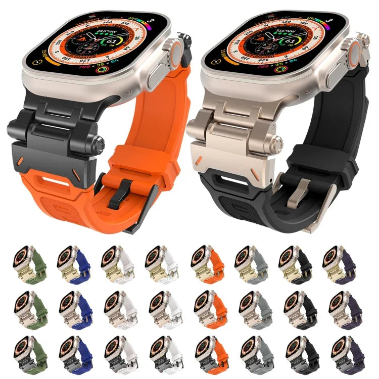 สายรัดนาฬิกา TPU พร้อมตัวเชื่อมสแตนเลส สำหรับ Apple Watch Series 9 45 มม., สำหรับ Apple Watch Ultra 49 มม.