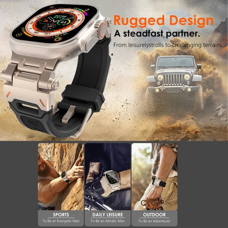 สายรัดนาฬิกา TPU พร้อมตัวเชื่อมสแตนเลส สำหรับ Apple Watch Series 6 44 มม., สำหรับ Apple Watch Series 5 44 มม.
