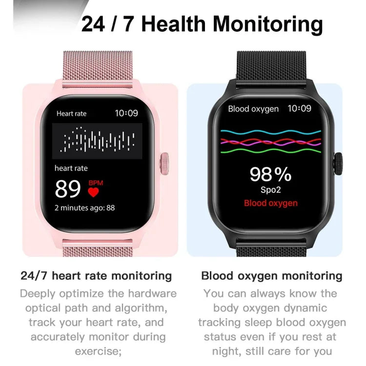 LEMFO LT10 สมาร์ทวอทช์หน้าจอ TFT 2.01 นิ้ว รองรับการโทรบลูทูธ / ตรวจสุขภาพ สายเหล็ก สายซิลิโคน