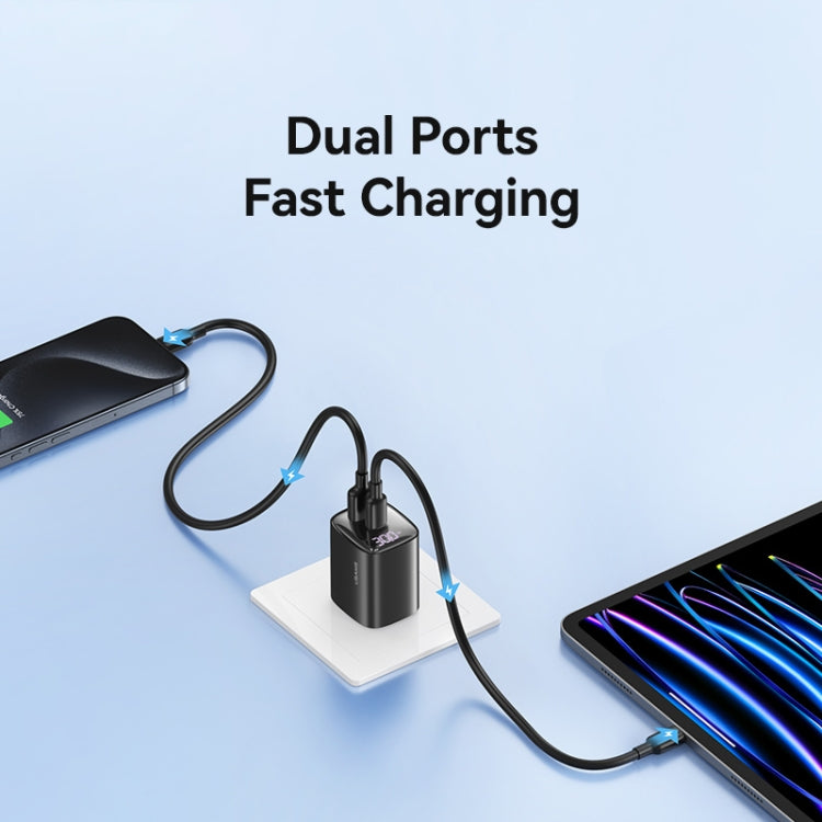 USAMS CC230 30W USB+USB-C / Type-C พอร์ตคู่ GaN ที่ชาร์จดิจิทัลแสดงผล, สเปค: ปลั๊ก US, CC230