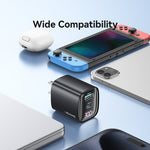 USAMS CC230 30W USB+USB-C / Type-C พอร์ตคู่ GaN ที่ชาร์จดิจิทัลแสดงผล, สเปค: ปลั๊ก US, CC230