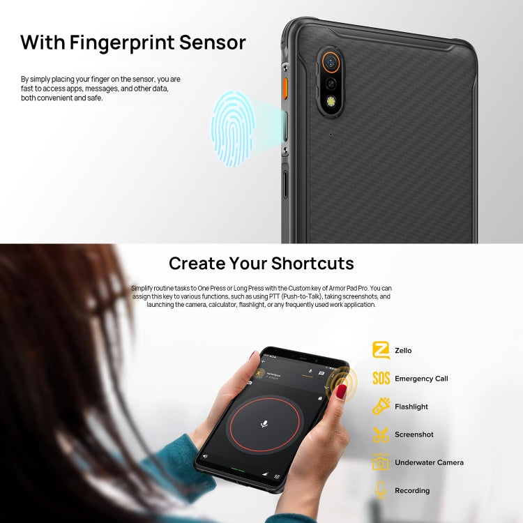 Ulefone Armor Pad Pro แท็บเล็ตพีซีแบบทนทาน ขนาด 8 นิ้ว Android 13 MediaTek MT8788 Octa Core เครือข่าย 4G ปลั๊ก EU Armor Pad Pro