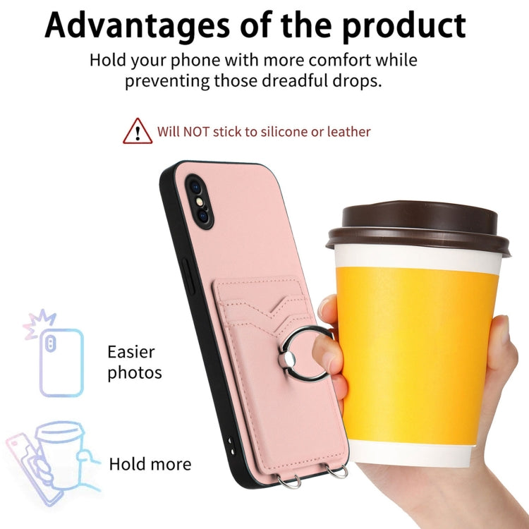 เคสโทรศัพท์พร้อมที่ใส่บัตรแหวน R20 สำหรับ iPhone XS / X, สำหรับ iPhone XR, สำหรับ iPhone XS Max, สำหรับ iPhone 8 Plus / 7 Plus