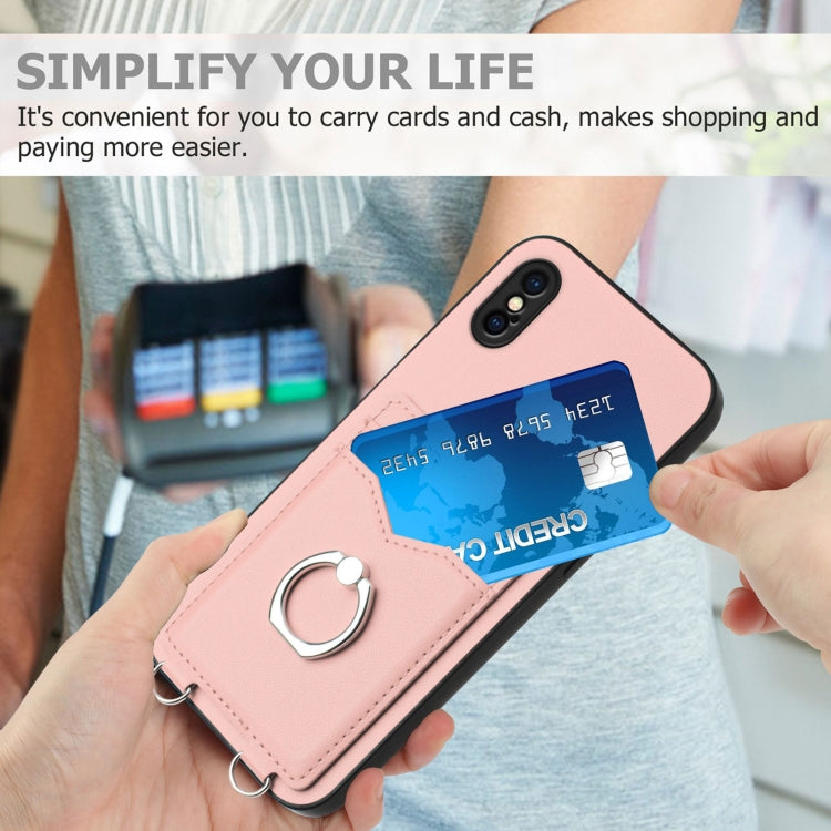 เคสโทรศัพท์พร้อมที่ใส่บัตรแหวน R20 สำหรับ iPhone XS / X, สำหรับ iPhone XR, สำหรับ iPhone XS Max, สำหรับ iPhone 8 Plus / 7 Plus