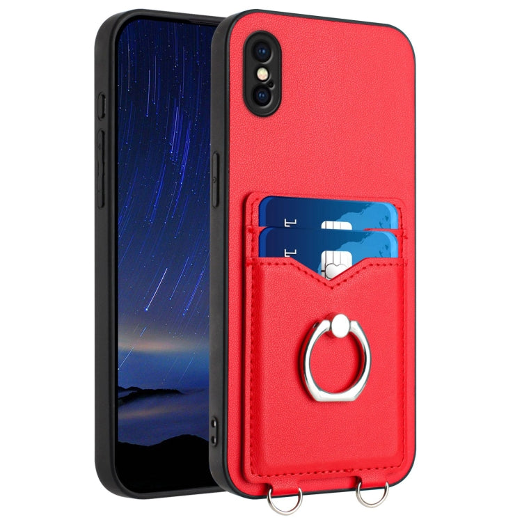 เคสโทรศัพท์พร้อมที่ใส่บัตรแหวน R20 สำหรับ iPhone XS / X, สำหรับ iPhone XR, สำหรับ iPhone XS Max, สำหรับ iPhone 8 Plus / 7 Plus