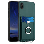 เคสโทรศัพท์พร้อมที่ใส่บัตรแหวน R20 สำหรับ iPhone XS / X, สำหรับ iPhone XR, สำหรับ iPhone XS Max, สำหรับ iPhone 8 Plus / 7 Plus
