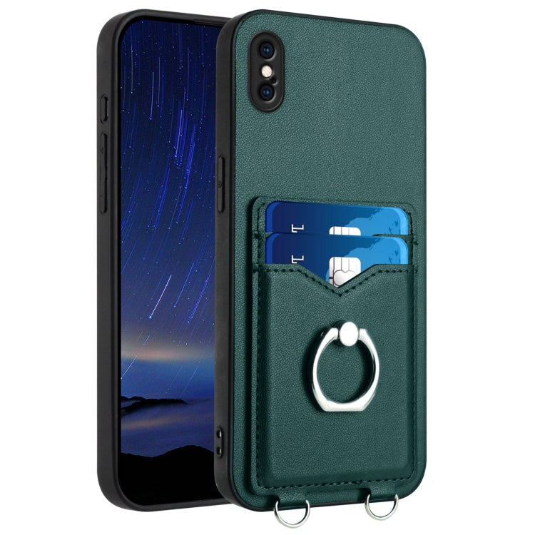 เคสโทรศัพท์พร้อมที่ใส่บัตรแหวน R20 สำหรับ iPhone XS / X, สำหรับ iPhone XR, สำหรับ iPhone XS Max, สำหรับ iPhone 8 Plus / 7 Plus
