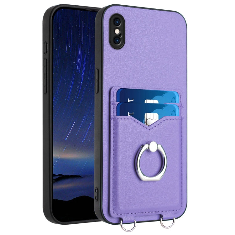 เคสโทรศัพท์พร้อมที่ใส่บัตรแหวน R20 สำหรับ iPhone XS / X, สำหรับ iPhone XR, สำหรับ iPhone XS Max, สำหรับ iPhone 8 Plus / 7 Plus