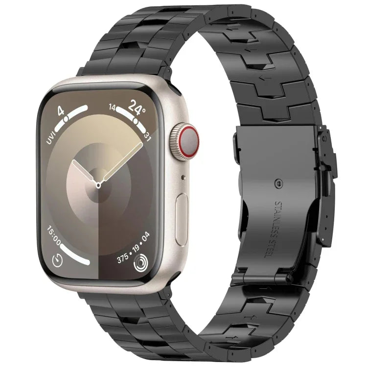 สายรัดนาฬิกาโลหะผสมไทเทเนียมพร้อมหัวเข็มขัดนิรภัยรูปข้าว สำหรับ Apple Watch Series 5 44 มม., สำหรับ Apple Watch Series 4 44 มม., สำหรับ Apple Watch Series 3 42 มม.