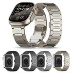 Oval Butterfly Buckle Titanium Alloy Watch Band, For Apple Watch SE 2023 44mm, For Apple Watch Ultra 2 49mm, For Apple Watch Series 9 45mm, For Apple Watch Ultra 49mm, For Apple Watch Series 8 45mm, For Apple Watch SE 2022 44mm                         ...