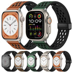 สายรัดนาฬิกาหนัง PU หัวเข็มขัดพับแบบมีรู สำหรับ Apple Watch Ultra 49 มม.