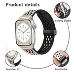 สายรัดนาฬิกาหนัง PU หัวเข็มขัดพับแบบมีรู สำหรับ Apple Watch Ultra 49 มม.