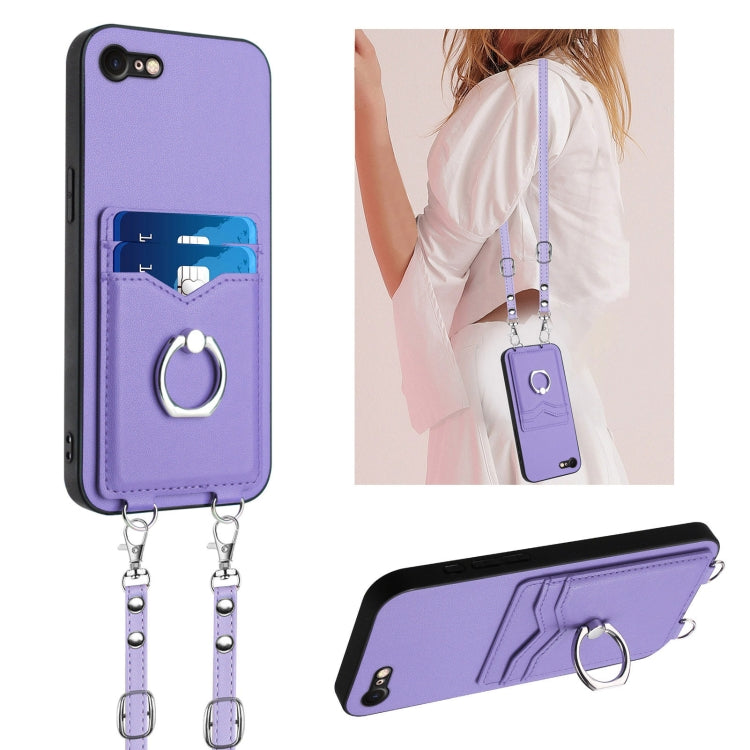 เคสโทรศัพท์ที่ใส่บัตรพร้อมห่วงเชือกสะพายข้าง R20 สำหรับ iPhone 14 Plus, สำหรับ iPhone 14, สำหรับ iPhone 14 Pro, สำหรับ iPhone 14 Pro Max, สำหรับ iPhone SE 2022 / SE 2020 / 8, สำหรับ iPhone 13 Pro Max, สำหรับ iPhone 13 Pro, สำหรับ iPhone 13