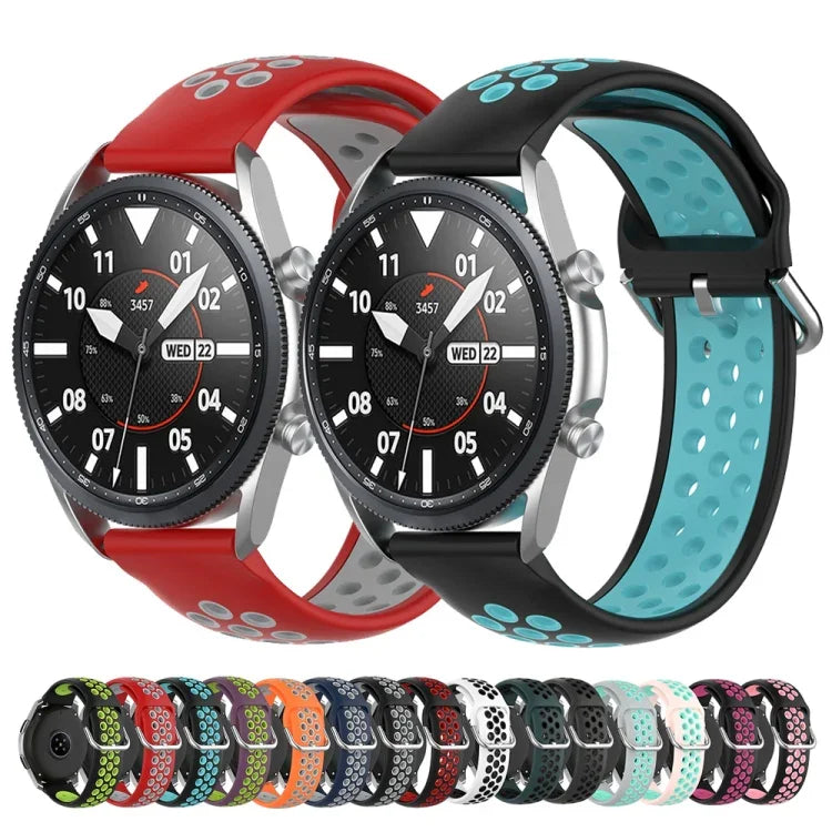 สายซิลิโคนกีฬาสองสี ขนาด: 22 มม. สำหรับ Galaxy Watch 3 ขนาด 45 มม.