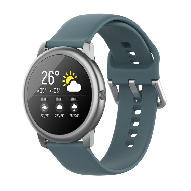 Silicone Solid Color Silver Buckle Strap, Size: 22mm, For Xiaomi Haylou Solar LS05