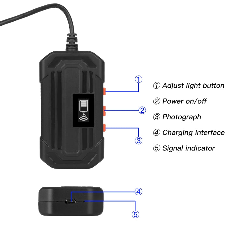 F240 3.9mm HD 1080P IP67 กันน้ำ กล้องส่องทางไกลดิจิทัลเชื่อมต่อ WiFi โดยตรง ความยาว 2m, 5m, 10m