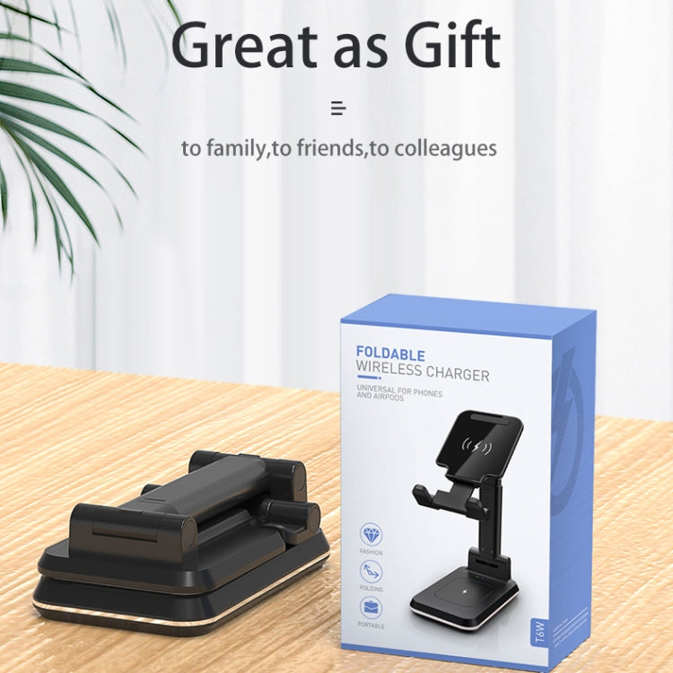 T6 2 in 1 Portable Folding Stand Wireless Charging, Single Charge, Double Charge