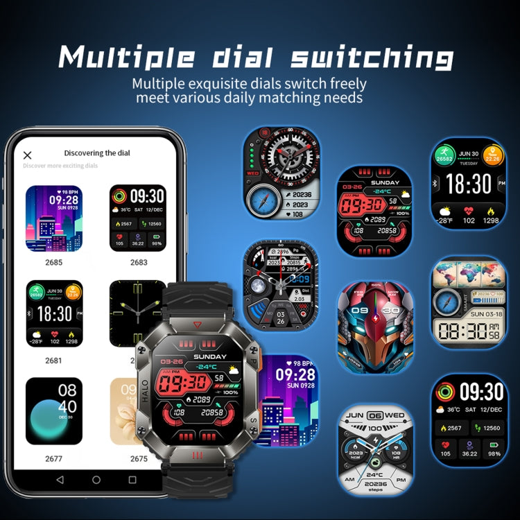 KR80 สมาร์ทวอทช์กีฬา BT5.1 IP67 หน้าจอ 2.0 นิ้ว รองรับการโทรบลูทูธ / การนอนหลับ / ออกซิเจนในเลือด / วัดอัตราการเต้นหัวใจ / ความดันโลหิต