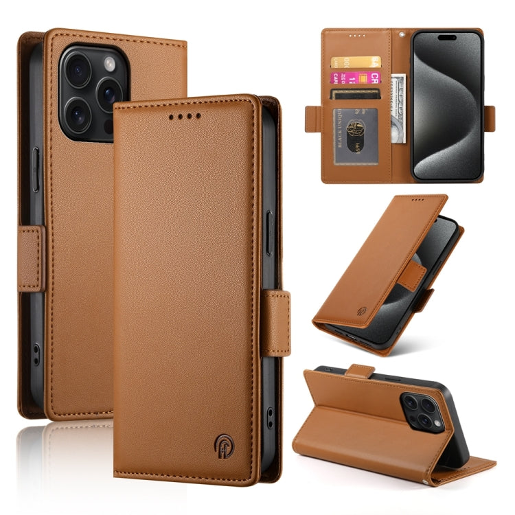 เคสโทรศัพท์หนังด้านแบบแม็กเนติกพร้อมหัวเข็มขัดข้าง สำหรับ iPhone 16 Pro, สำหรับ iPhone 16 Plus, สำหรับ iPhone 16, สำหรับ iPhone 15 Pro Max, สำหรับ iPhone 15 Pro, สำหรับ iPhone 15 Plus