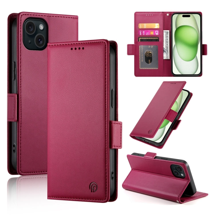 เคสโทรศัพท์หนังด้านแบบแม็กเนติกพร้อมหัวเข็มขัดข้าง สำหรับ iPhone 16 Pro, สำหรับ iPhone 16 Plus, สำหรับ iPhone 16, สำหรับ iPhone 15 Pro Max, สำหรับ iPhone 15 Pro, สำหรับ iPhone 15 Plus