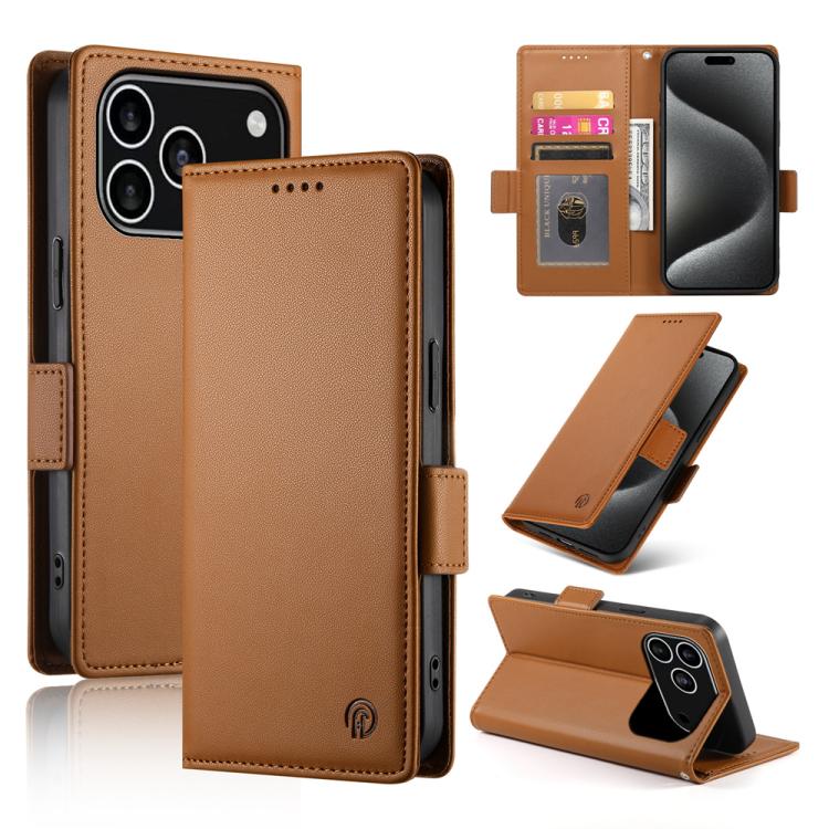 เคสโทรศัพท์หนังด้านแบบแม็กเนติกพร้อมหัวเข็มขัดข้าง สำหรับ iPhone 17e / 16e, สำหรับ iPhone 17 Pro Max, สำหรับ iPhone 17 Pro, สำหรับ iPhone 17, สำหรับ iPhone Air, สำหรับ iPhone 16 Pro Max