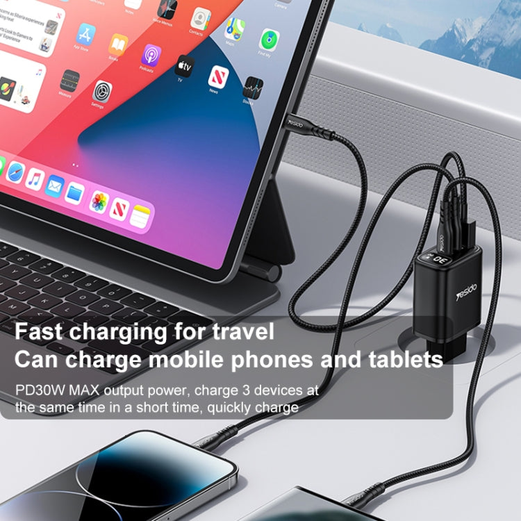 ที่ชาร์จ Yesido YC69 30W USB + USB-C คู่ / Type-C พร้อมหน้าจอดิจิทัล, สเปค: ปลั๊ก EU, YC69