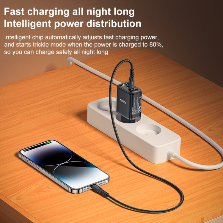 ที่ชาร์จ Yesido YC69 30W USB + USB-C คู่ / Type-C พร้อมหน้าจอดิจิทัล, สเปค: ปลั๊ก EU, YC69
