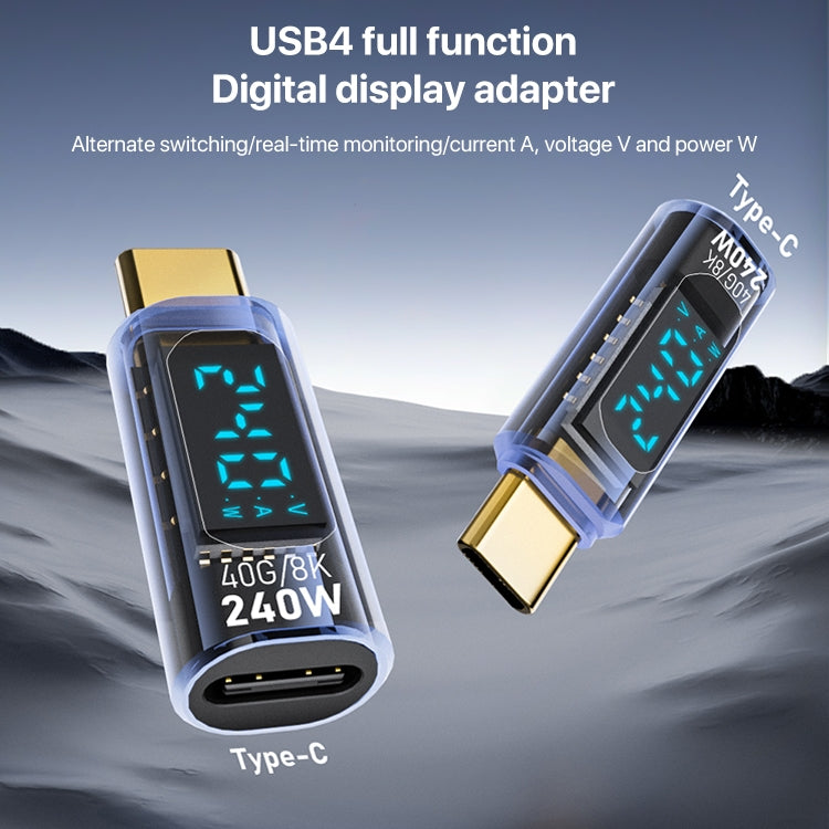 อะแดปเตอร์เต็มฟีเจอร์ Type-C ตัวผู้เป็น Type-C ตัวเมีย 240W พร้อมจอดิจิทัล