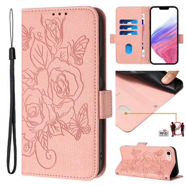 เคสโทรศัพท์หนังกันขโมย RFID ปั๊มลายกุหลาบ สำหรับ iPhone 14 Pro Max, สำหรับ iPhone SE 2022 / SE 2020 / 8 / 7, สำหรับ iPhone 13 Pro Max, สำหรับ iPhone 13 Pro, สำหรับ iPhone 13 mini, สำหรับ iPhone 12 / 12 Pro, สำหรับ iPhone 12 Pro Max, สำหรับ iPhone 12 mini