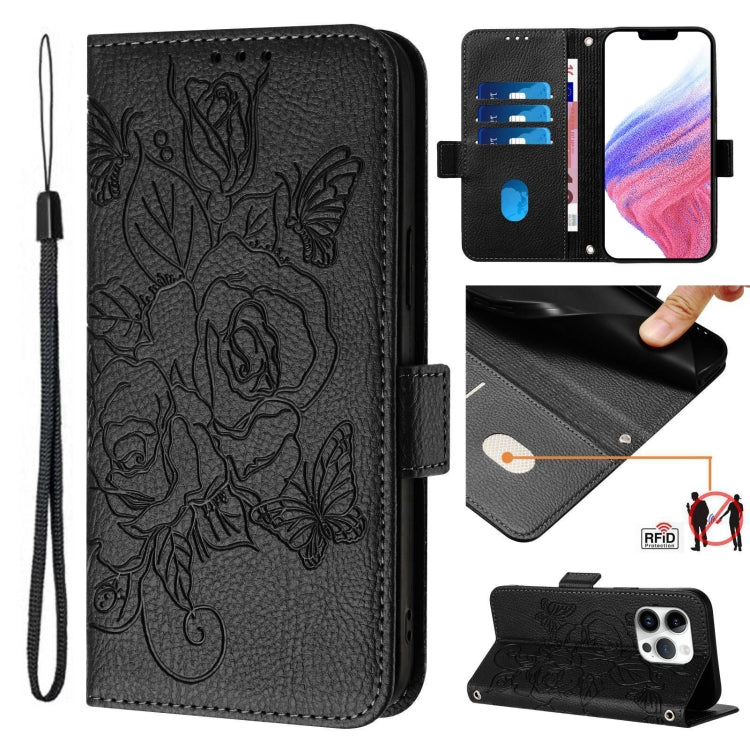 เคสโทรศัพท์หนังกันขโมย RFID ปั๊มลายกุหลาบ สำหรับ iPhone 14 Pro Max, สำหรับ iPhone SE 2022 / SE 2020 / 8 / 7, สำหรับ iPhone 13 Pro Max, สำหรับ iPhone 13 Pro, สำหรับ iPhone 13 mini, สำหรับ iPhone 12 / 12 Pro, สำหรับ iPhone 12 Pro Max, สำหรับ iPhone 12 mini