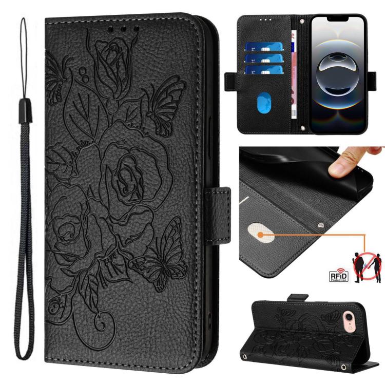 เคสโทรศัพท์หนังกันขโมย RFID ปั๊มลายกุหลาบ สำหรับ iPhone 17 Pro Max, สำหรับ iPhone 17 Pro, สำหรับ iPhone 17, สำหรับ iPhone Air, สำหรับ iPhone SE 2024, สำหรับ iPhone 16 Pro Max, สำหรับ iPhone 16 Pro, สำหรับ iPhone 16 Plus
