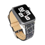 สายหนังแท้ประดับเลื่อมกลิตเตอร์ สำหรับ Apple Watch 5 & 4 44mm / 3 & 2 & 1 42mm, สำหรับ Apple Watch Series 7 41mm / 6 & SE & 5 & 4 40mm / 3 & 2 & 1 38mm, สำหรับ Apple Watch Series 8&7 41mm / SE 2&6&SE&5&4 40mm / 3&2&1 38mm